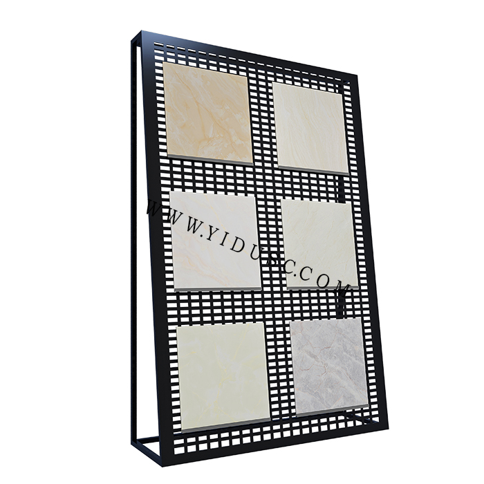 新款瓷砖洞洞板展示架_岩板样品金属展示架QM0
