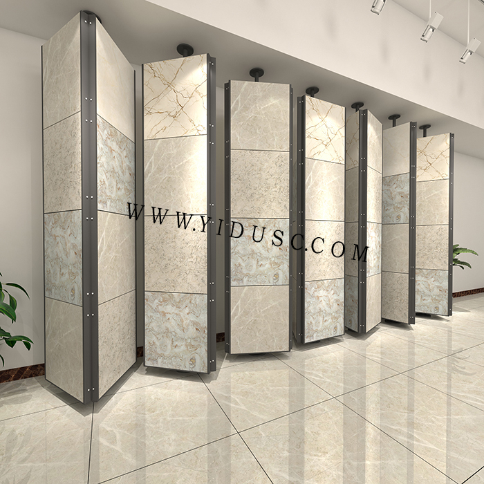 展销瓷砖的旋转展架_岩板瓷砖样品立式展示架