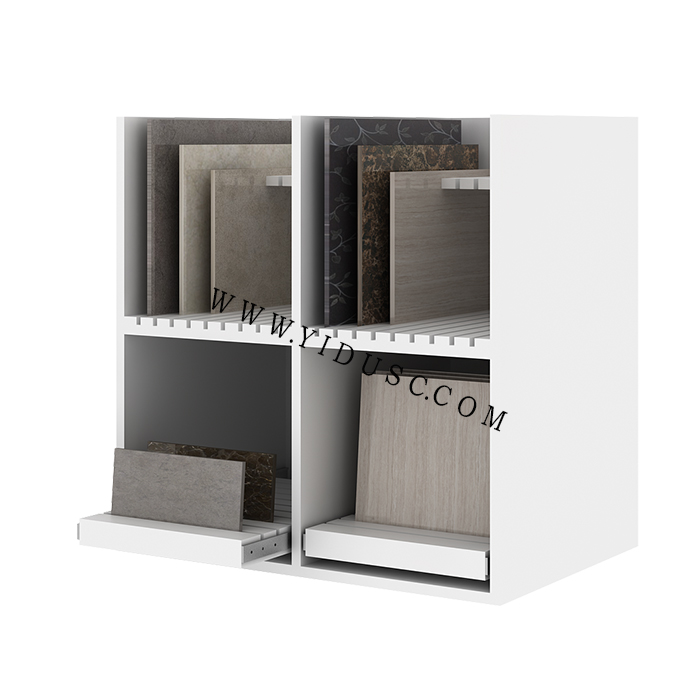 带有插槽的岩板展示抽屉柜_瓷砖展示柜_岩板展架