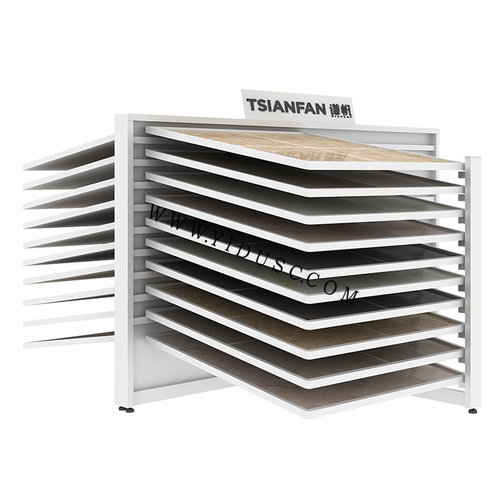 可定制斜放岩板瓷砖展示架_瓷砖抽拉展架CX002