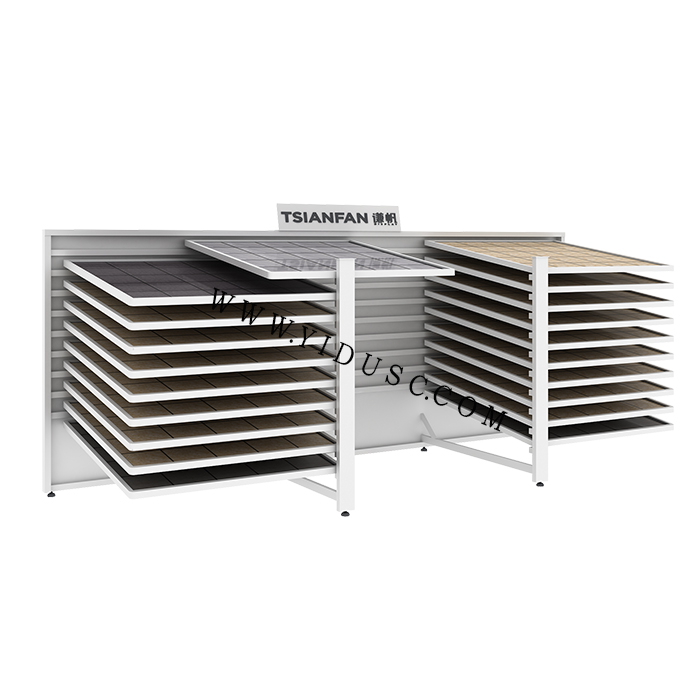 2列岩板瓷砖样品斜放抽拉展示架CX004